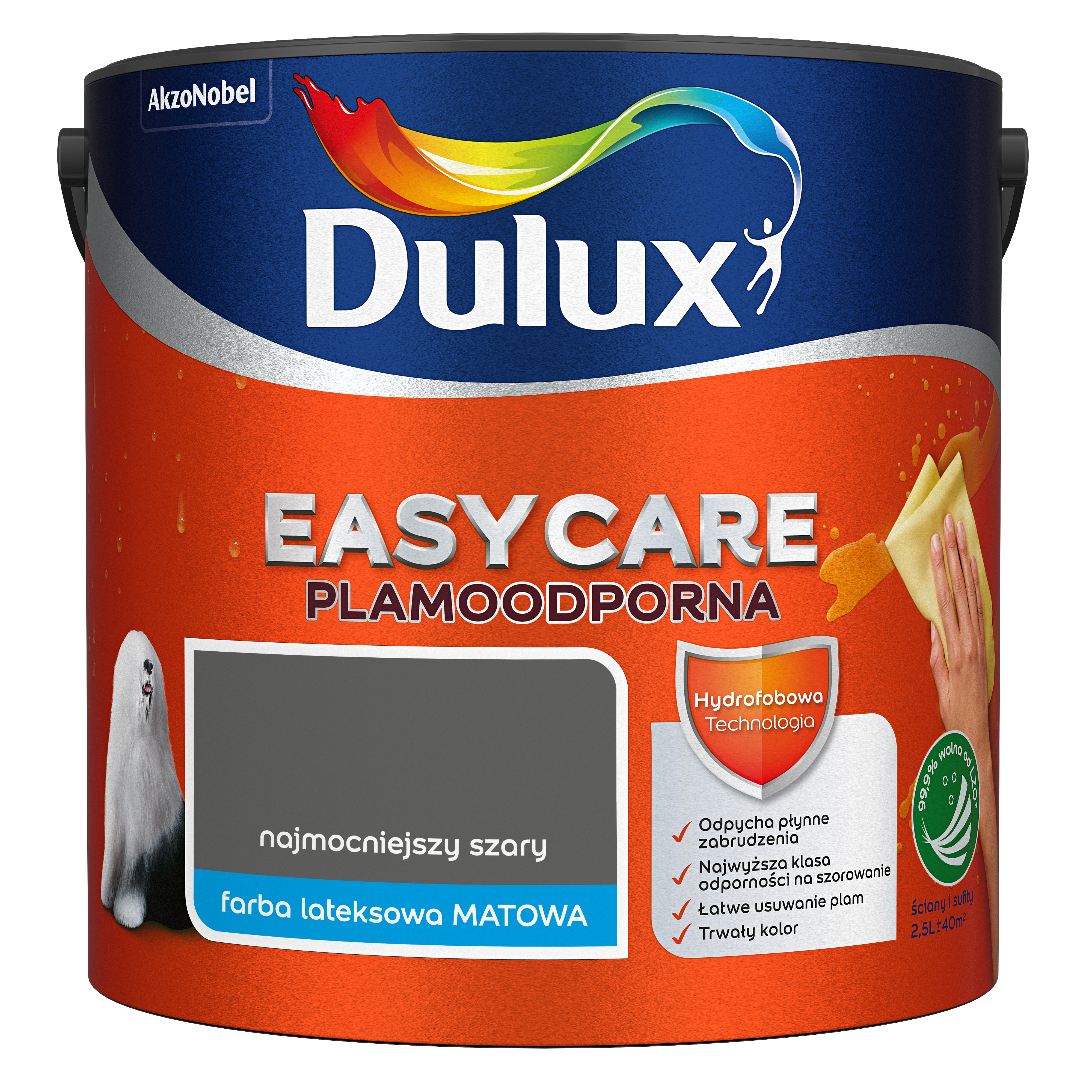 Dulux EasyCare <br> najmocniejszy szary <br> 2.5 l